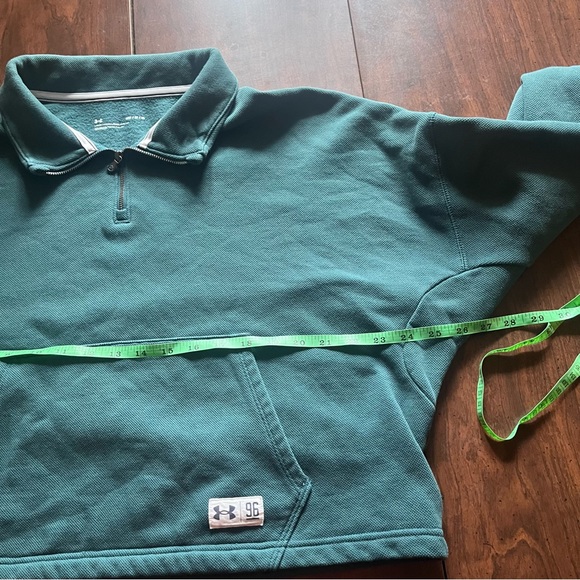 Under Armour Forest Green M/L Loose Crop Casual Spring Fall 1/4 Zip Sweatshirt - Picture 7 of 11